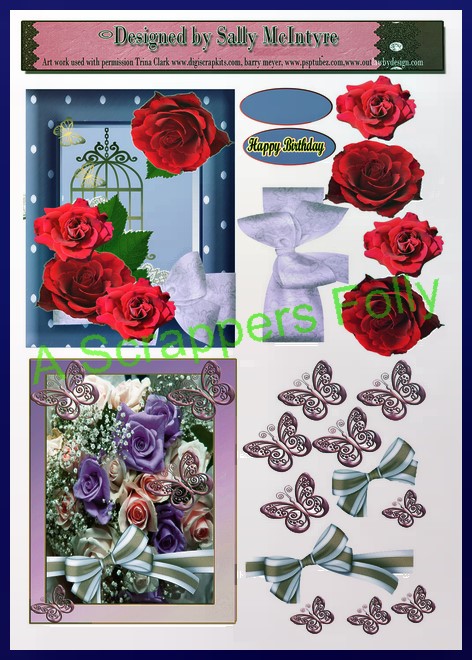 roses and floral cards 3d 2 card sheet
